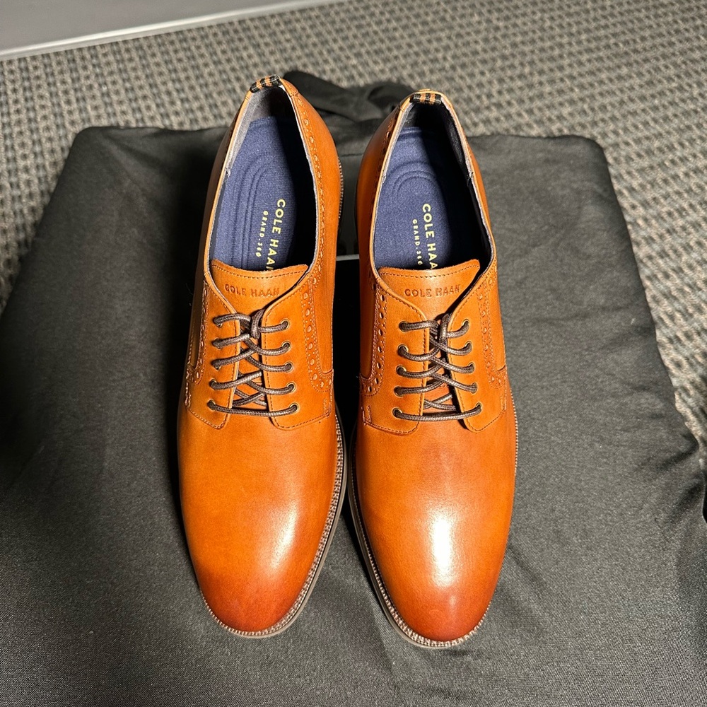 Cole Haan Men's Jefferson Grand British Tan Leather Oxford Dress Shoes